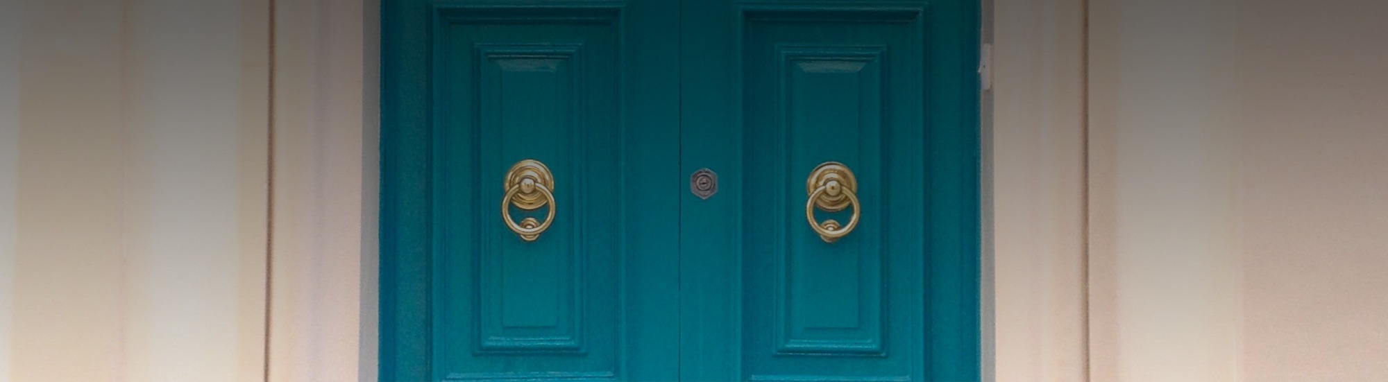Turquoise double front door